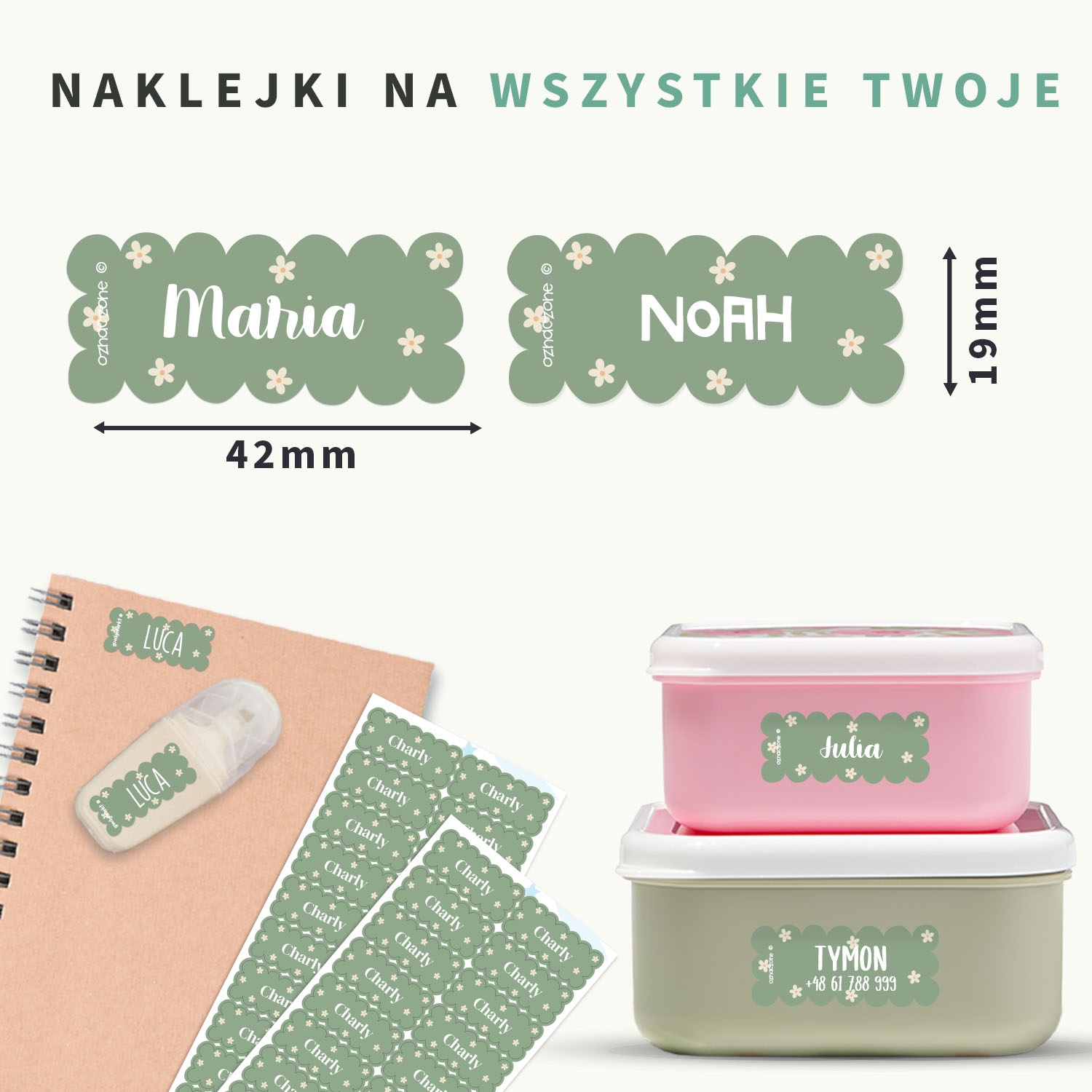 Faliste naklejki imienne design