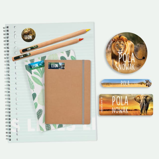 Zestaw naklejek imiennych-świat