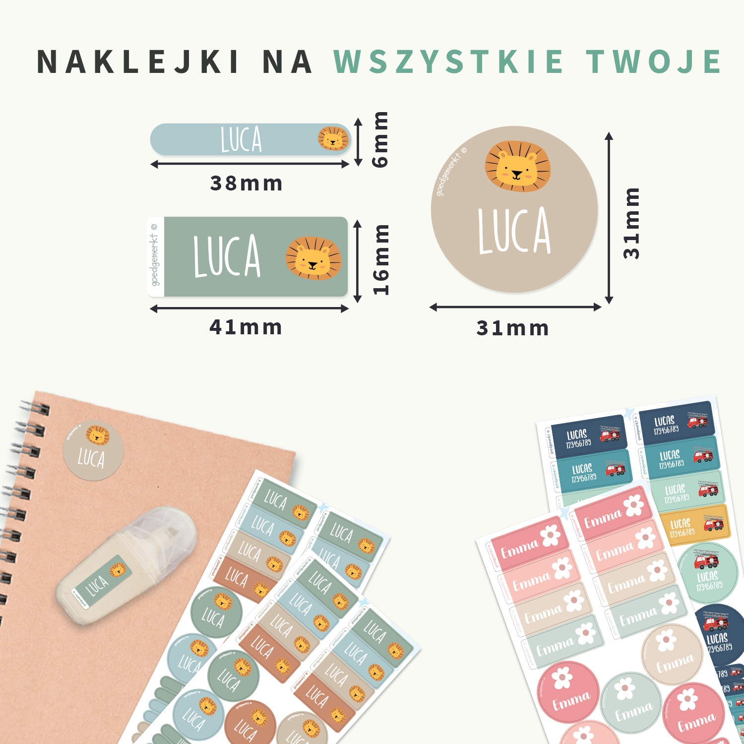 Zestaw naklejek imiennych