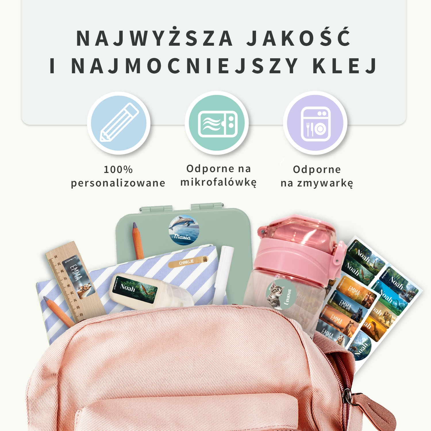 Zestaw naklejek imiennych-świat