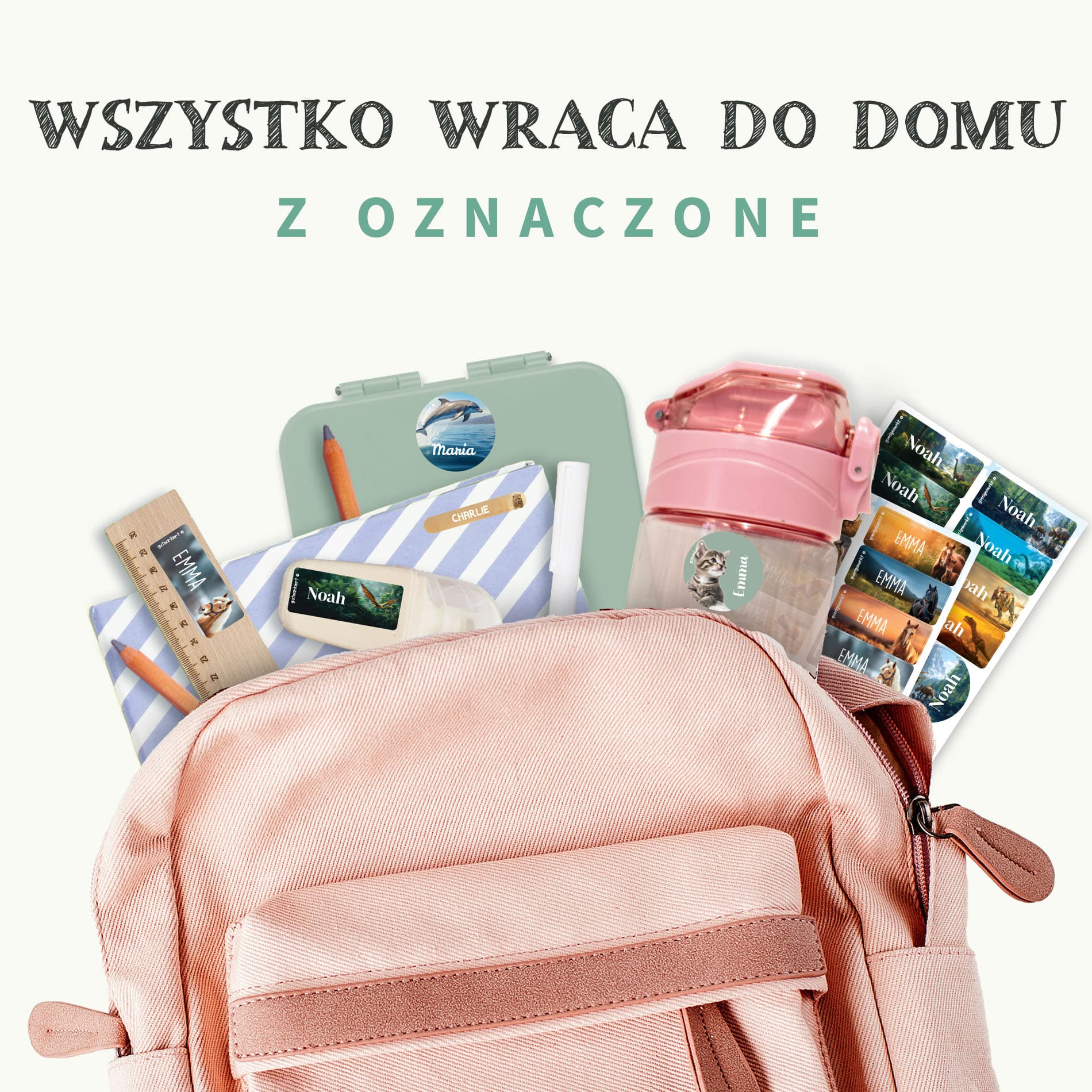 Zestaw naklejek imiennych-świat