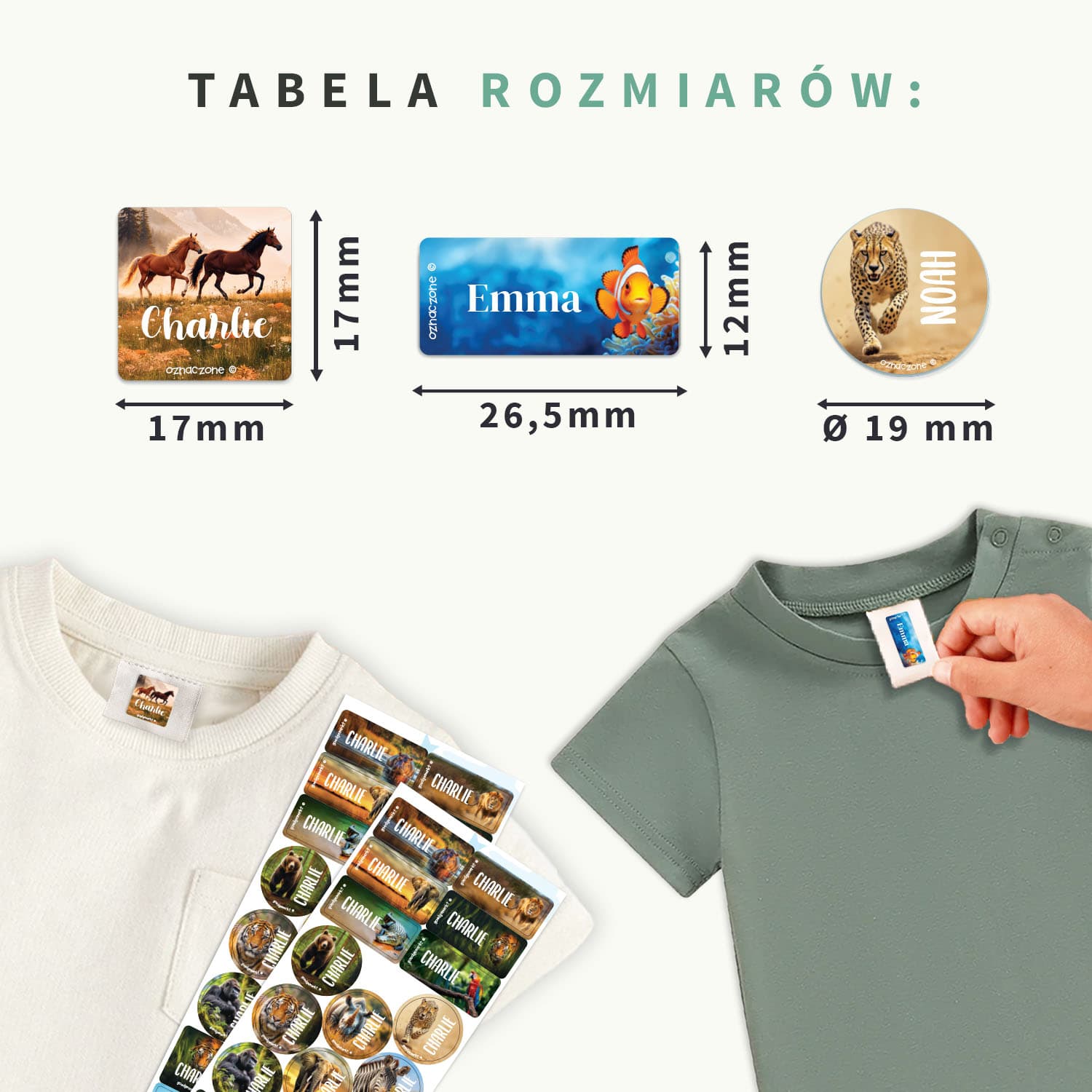 Zestaw naklejek na odzież świat