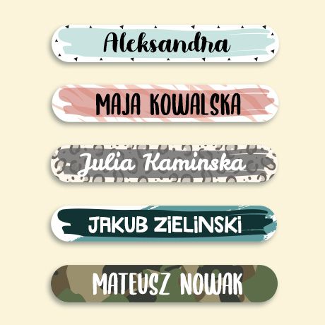 Mini naklejki imienne Design