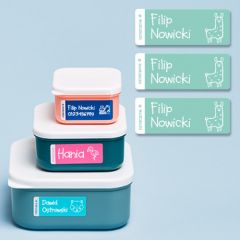 Zestaw jednokolorowy małych naklejek imiennych